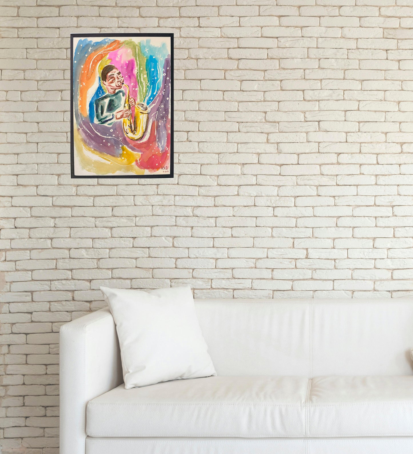 Acuarela Sintiendo la música