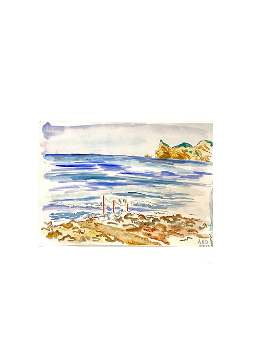 Acuarela Rocas de verano, acuarela original.