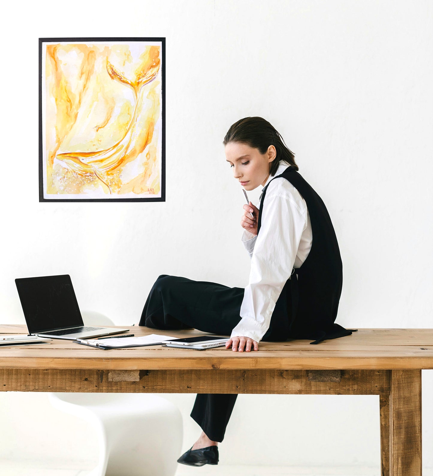 Acuarela Ballena de oro