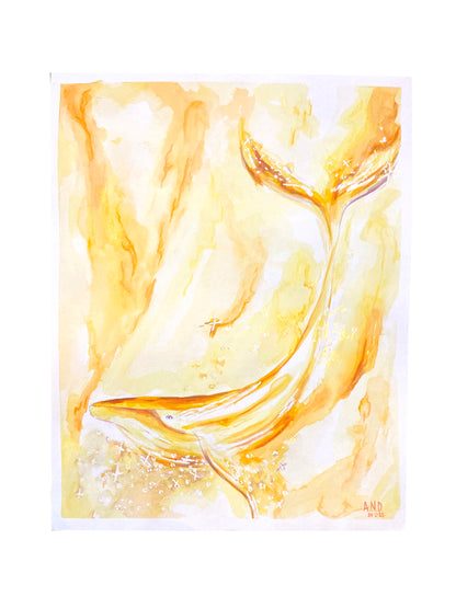 Acuarela Ballena de oro