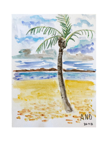 Acuarela playa de descanso